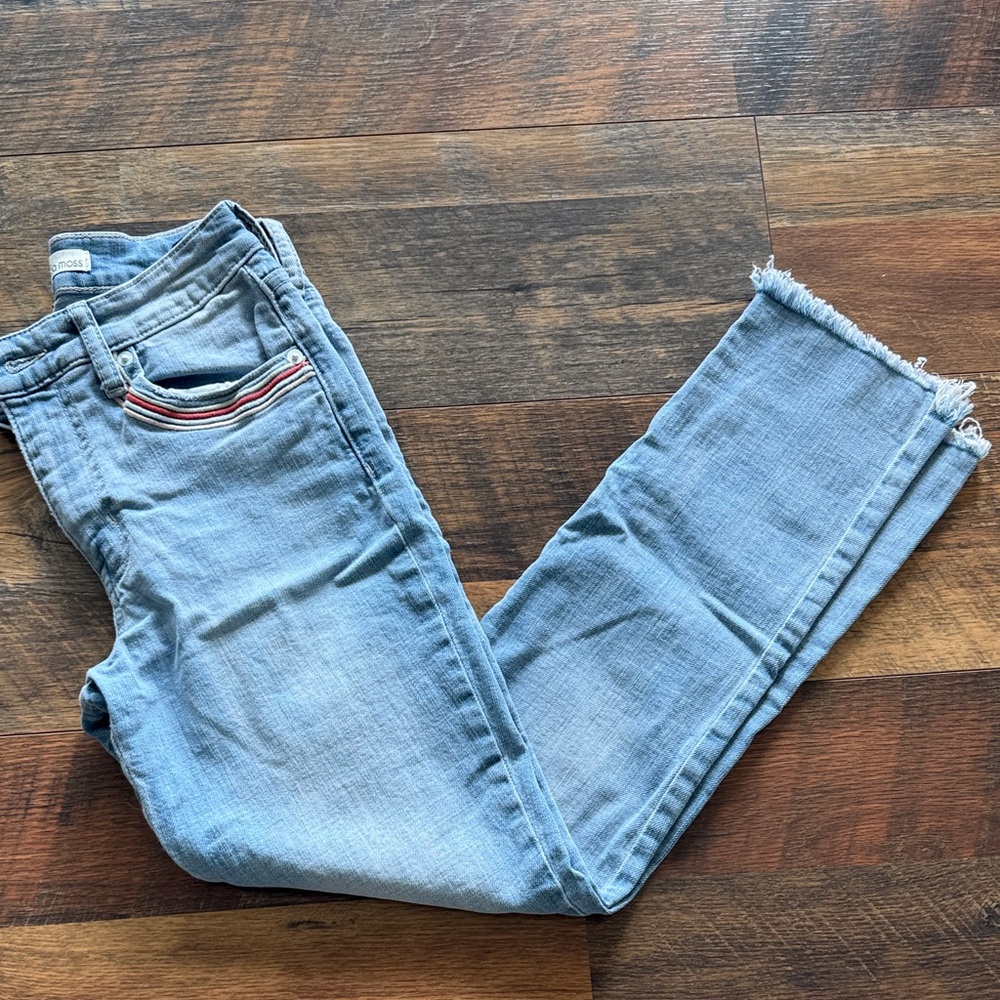 Ella Moss Light Blue Cropped Jeans with Fringe Detail